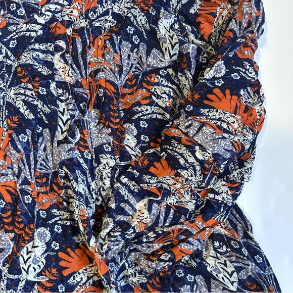 Anthropologie Maeve Cathy Pleated Blouse Jungle Print Animal Monkey Bird Small - Picture 7 of 16